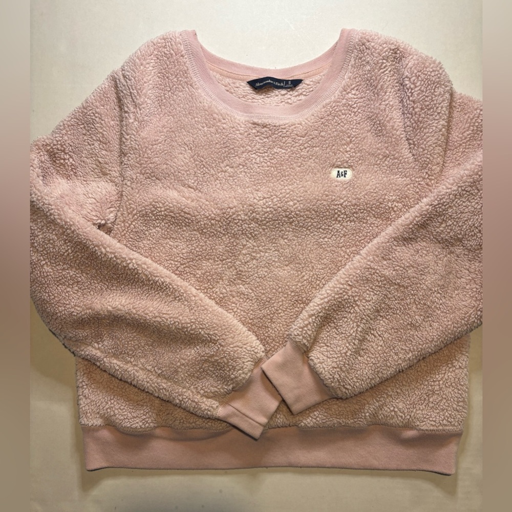 abercrombie & fitch women's sweater size SM casual sherpa fleece crew neck crop